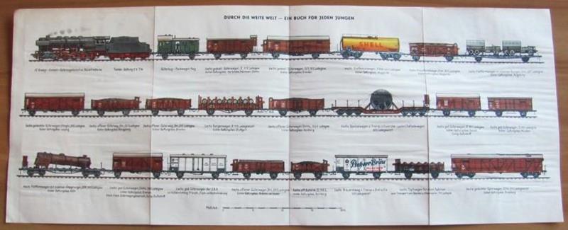 Brochure Pieghevole Treni. Locomotive, Vagoni, Treni Merci Con Shell, Pschorr …