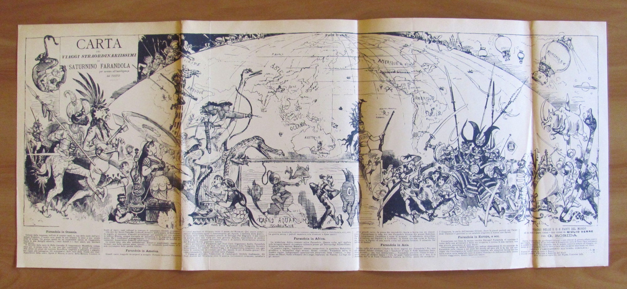 CARTA dei VIAGGI STRAORDINARISSIMI di SATURNINO FARANDOLA - ill. ROBIDA, …