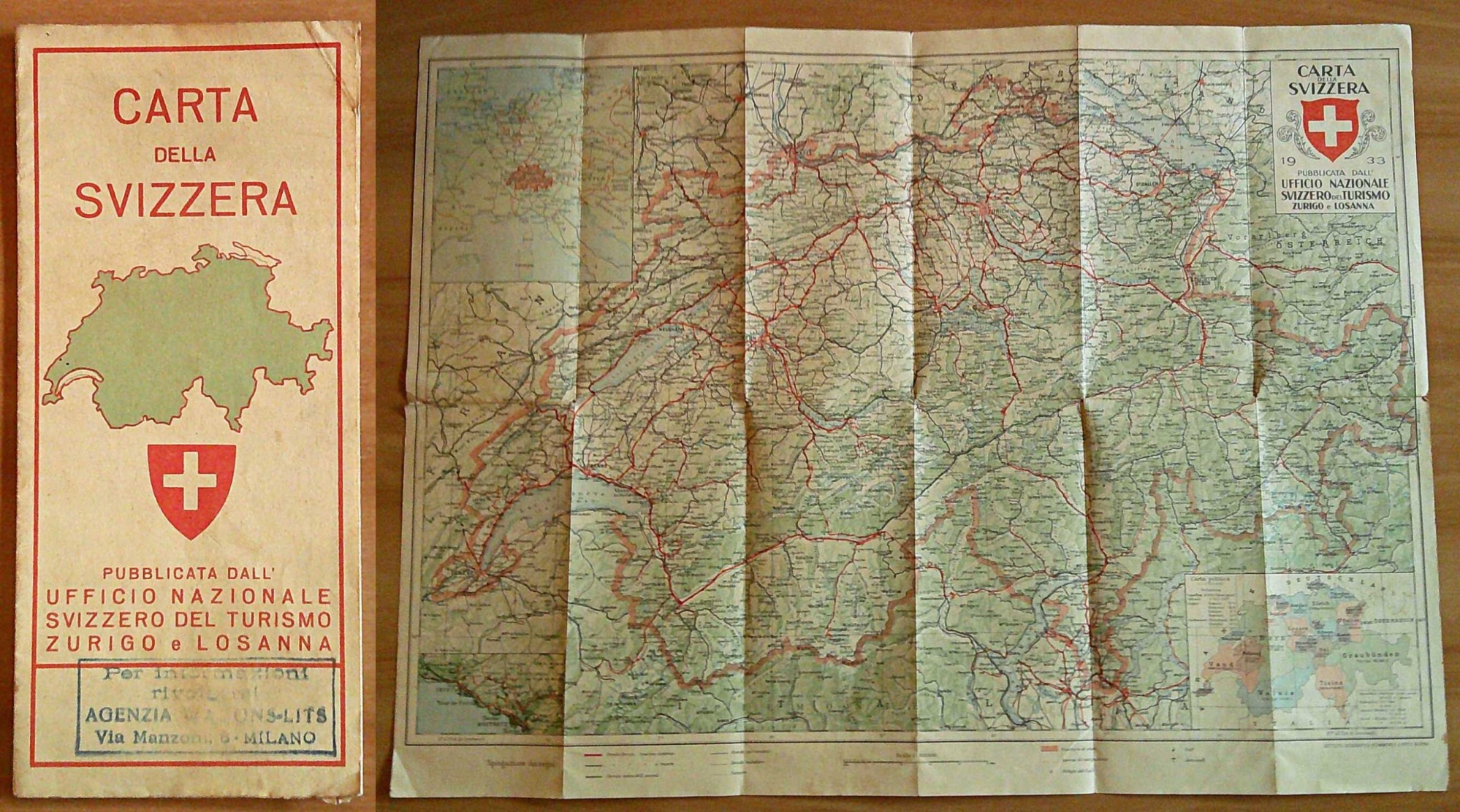 CARTA DELLA SVIZZERA - Ufficio Nazionale Svizzero del Turismo, 1933