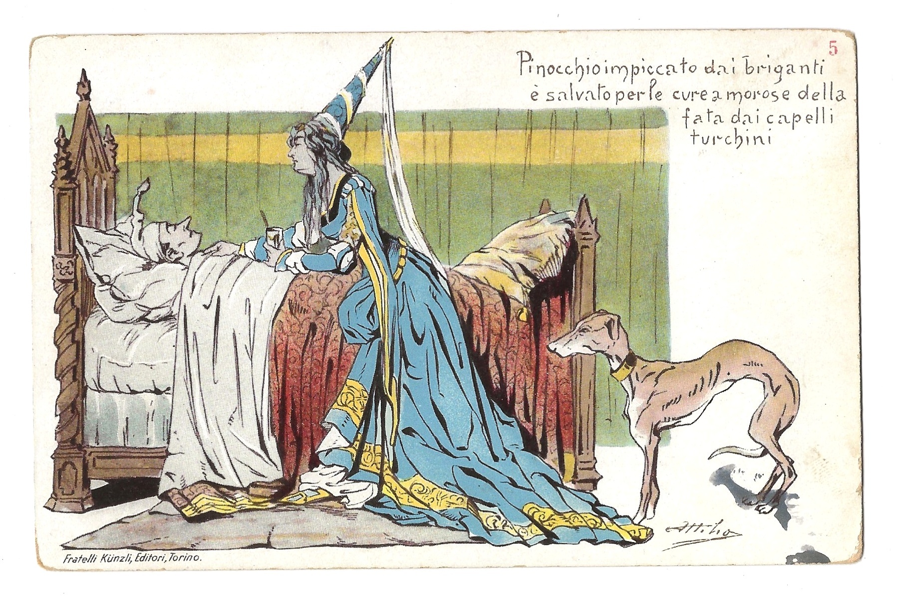 Cartolina PINOCCHIO salvato dalla Fata, anni '30 Non Viaggiata - …