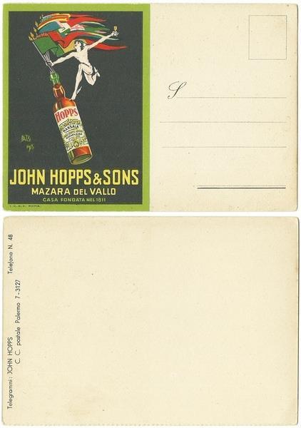 Cartolina Pubblicitaria - JOHN HOPPS &amp; SONS MAZARA DEL VALLO …