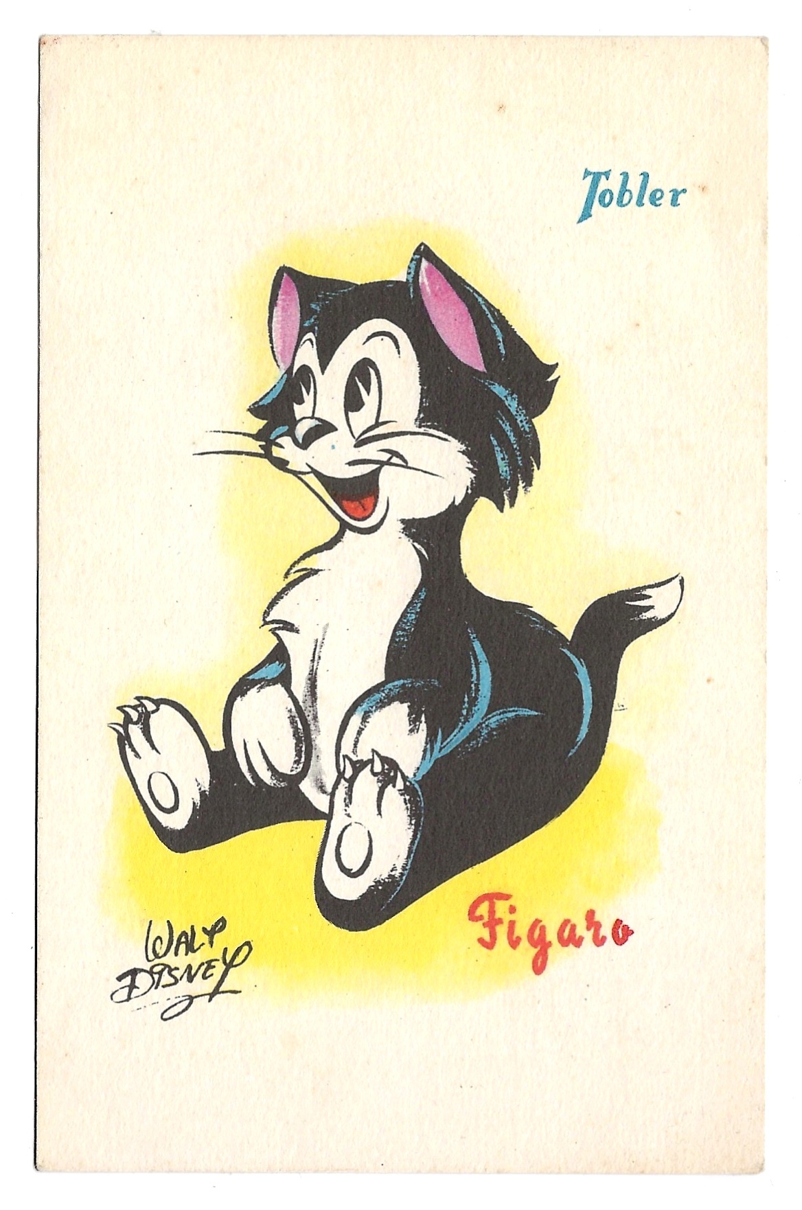 Cartolina Pubblicitaria Chocolats TOBLER - Walt DISNEY - FIGARO (PINOCCHIO)