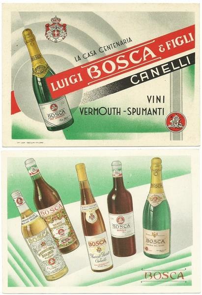 Cartoncino pubblicitario LUIGI BOSCA - VINI - VERMOUTH - SPUMANTI …