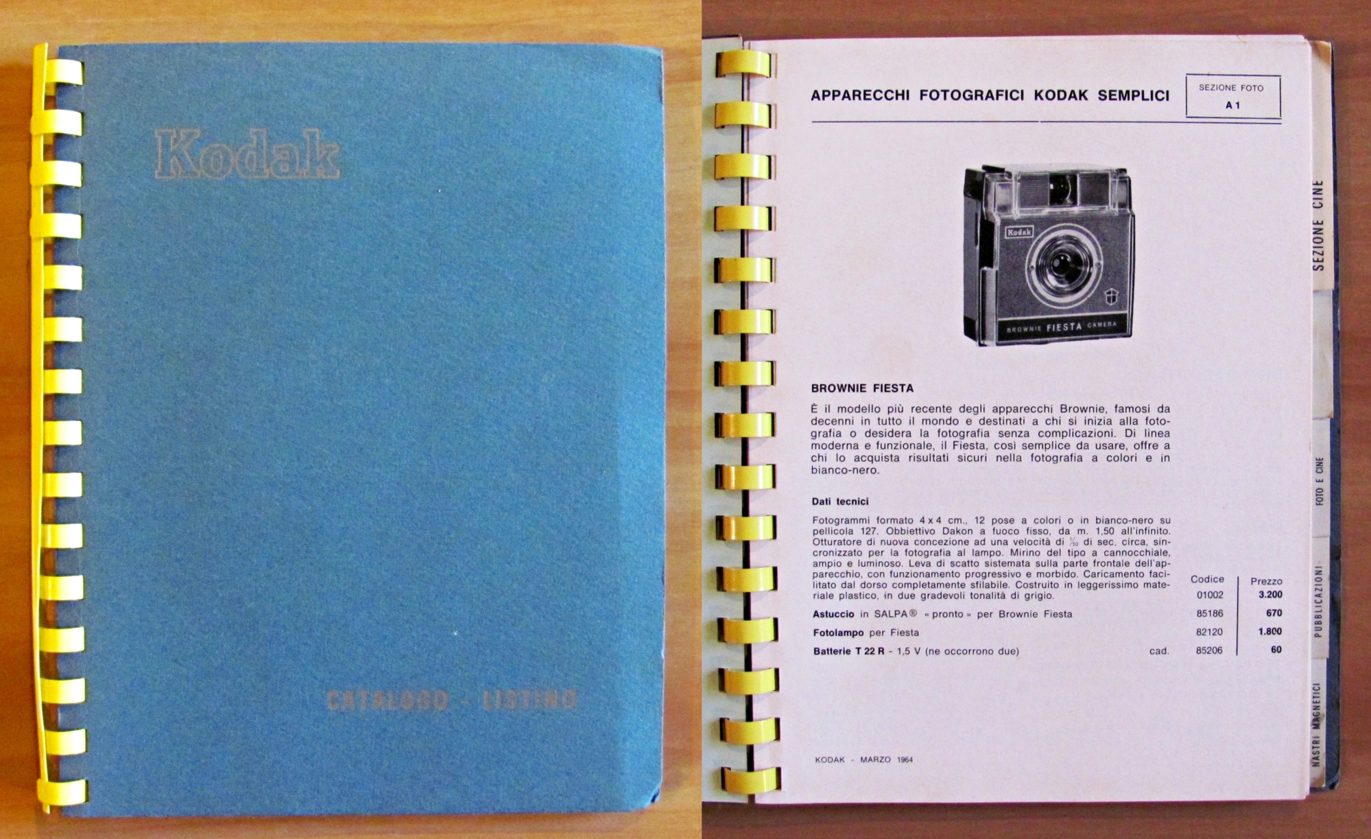 CATALOGO LISTINO KODAK FOTOGRAFIA E CINEMTOGRAFIA, 1964