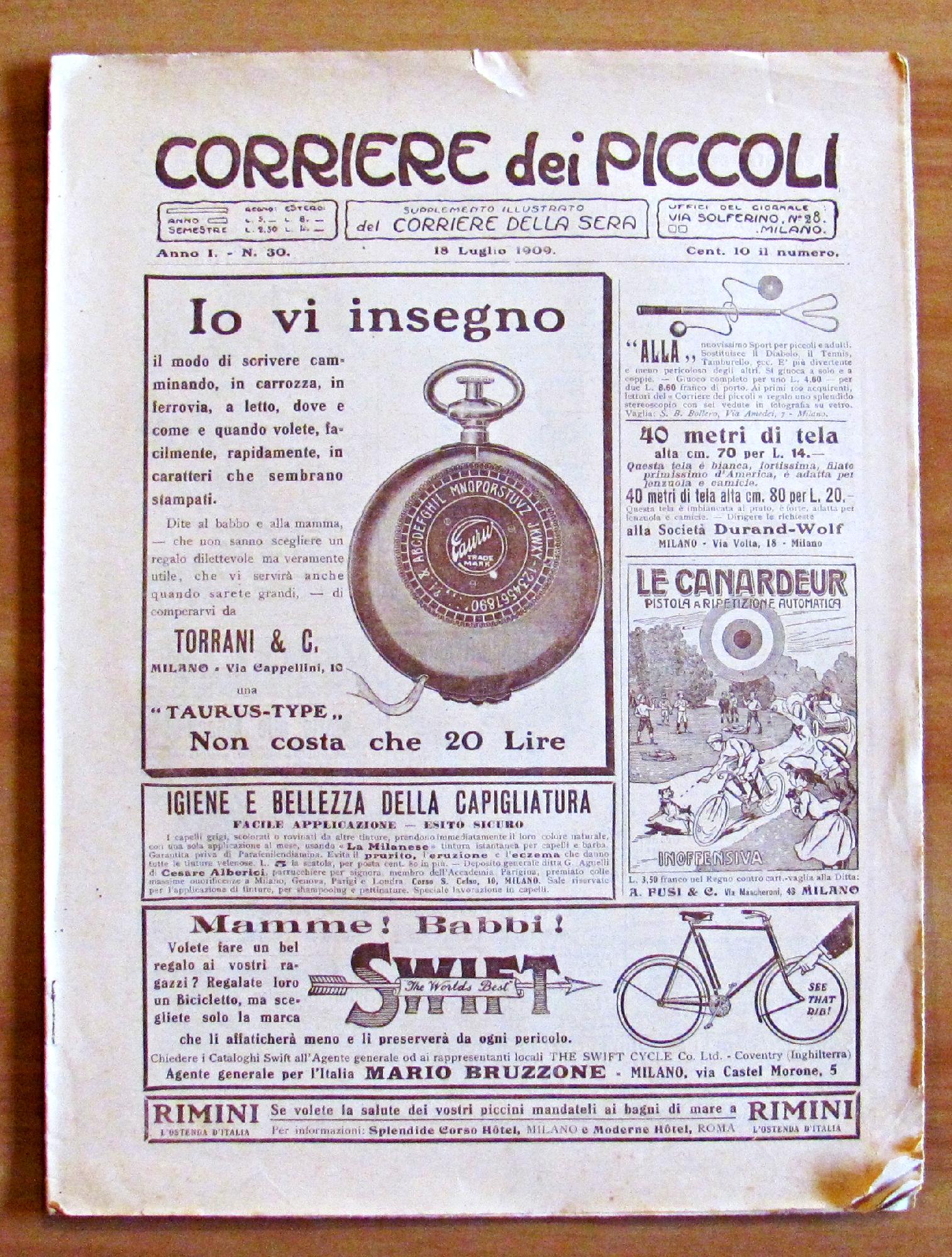 CORRIERE dei PICCOLI Anno I 1909 n.30 - Anastatica - …