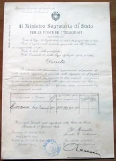 Decreto Del Ministro Segretario Di Stato Per Le Poste E …