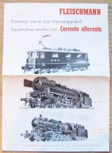 Depliant Fleischmann Locomotive A Corrente Alternata