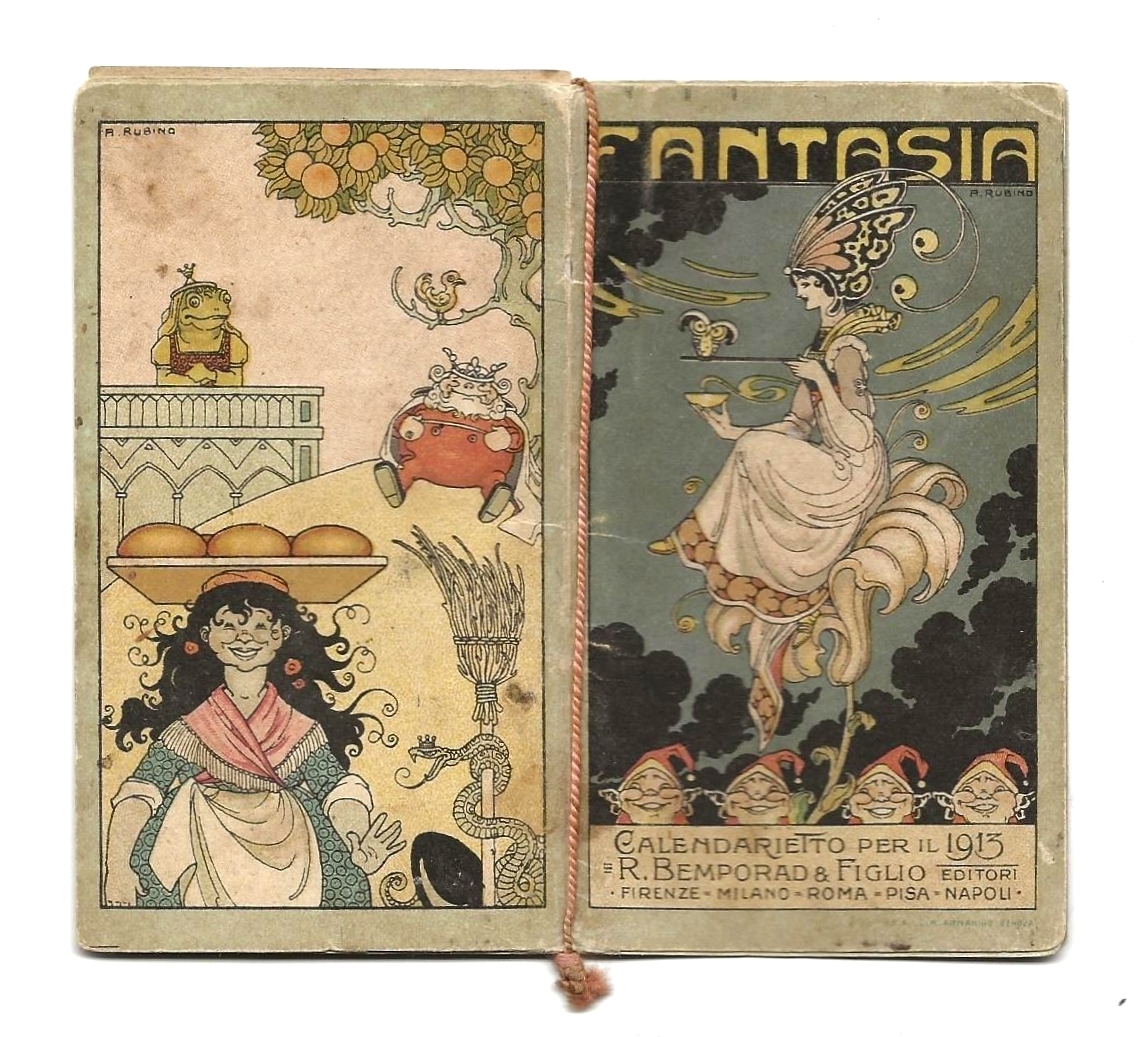 FANTASIA Calendarietto da Barbiere, 1913 - ill RUBINO con PINOCCHIO