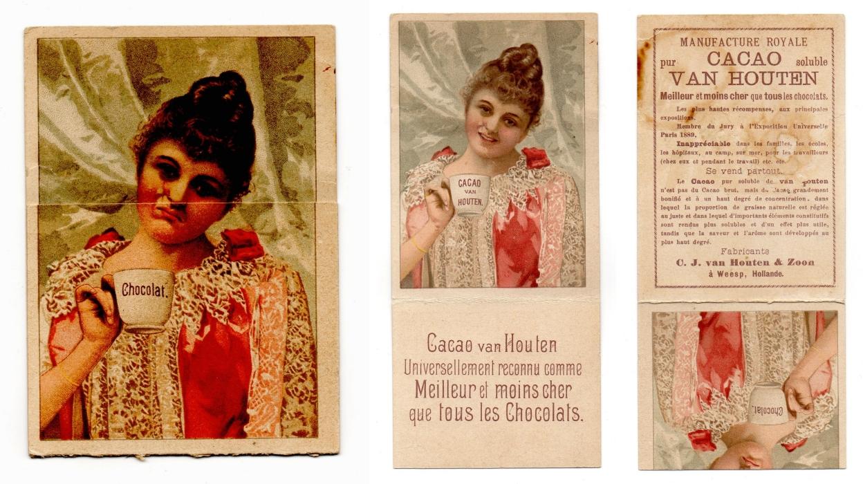 FIGURINA ANIMATA - CACAO VAN HOUTEN primi '900 - DONNA