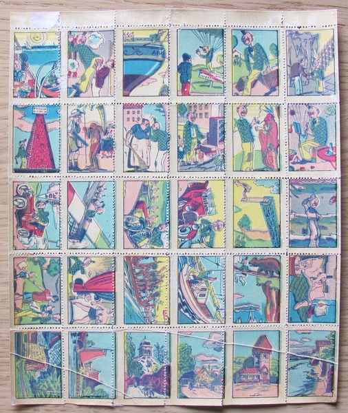 Foglio di 30 Decalcomanie MARCA STELLA anni 30/40 FUMETTO FORTUNELLO …