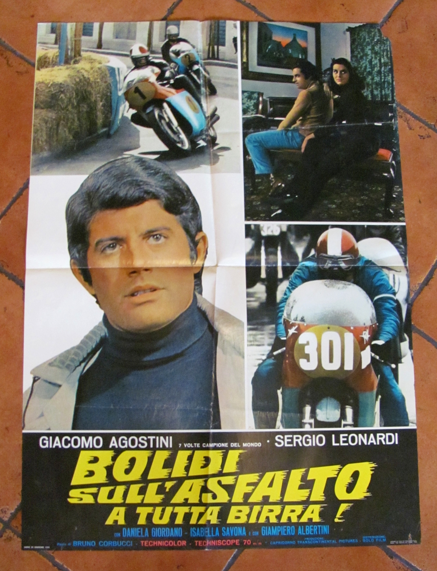 Fotobusta BOLIDI SULL'ASFALTO A TUTTA BIRRA, 1970 con AGOSTINI (Campione …