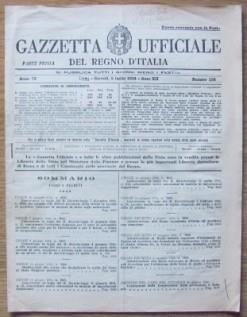 Gazzetta Ufficiale Del Regno D'Italia N.156. Anno 75^