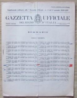 Gazzetta Ufficiale Del Regno D'Italia Supplemento Ordinario N.4