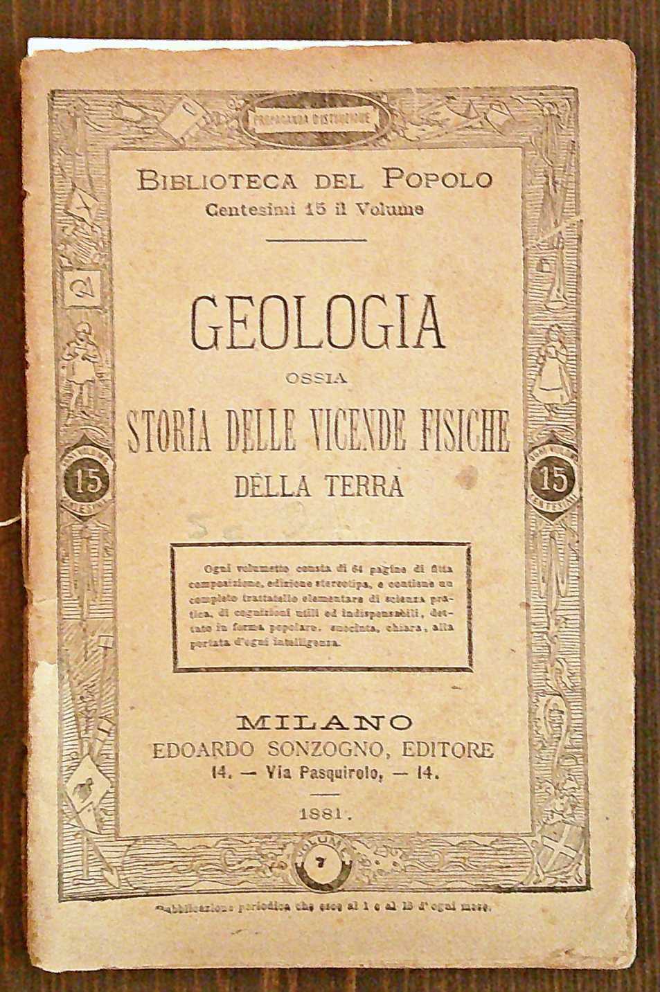 GEOLOGIA ossia Storia delle vicende fisiche della Terra - Biblioteca …