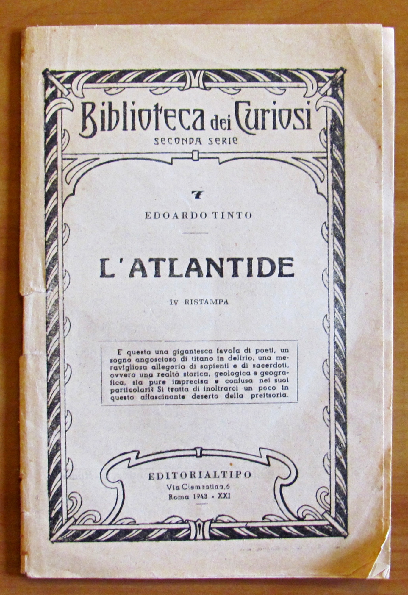 L'ATLANTIDE - Collana Biblioteca dei Curiosi