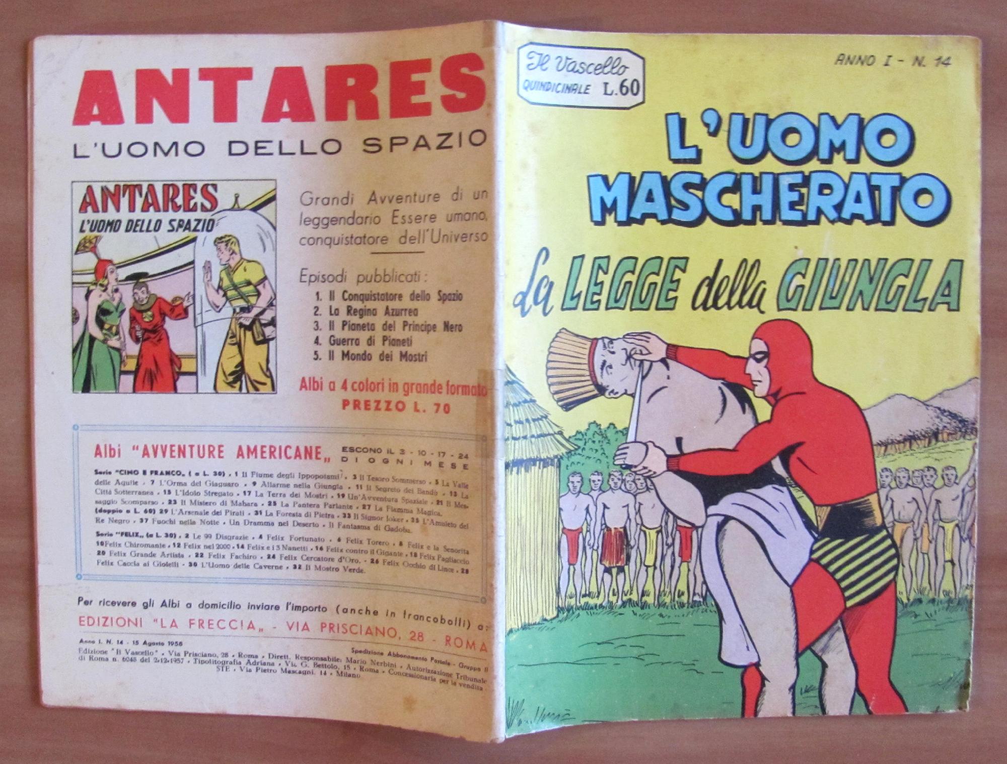 L'UOMO MASCHERATO - IL VASCELLO Anno I N.14, 1958 - …