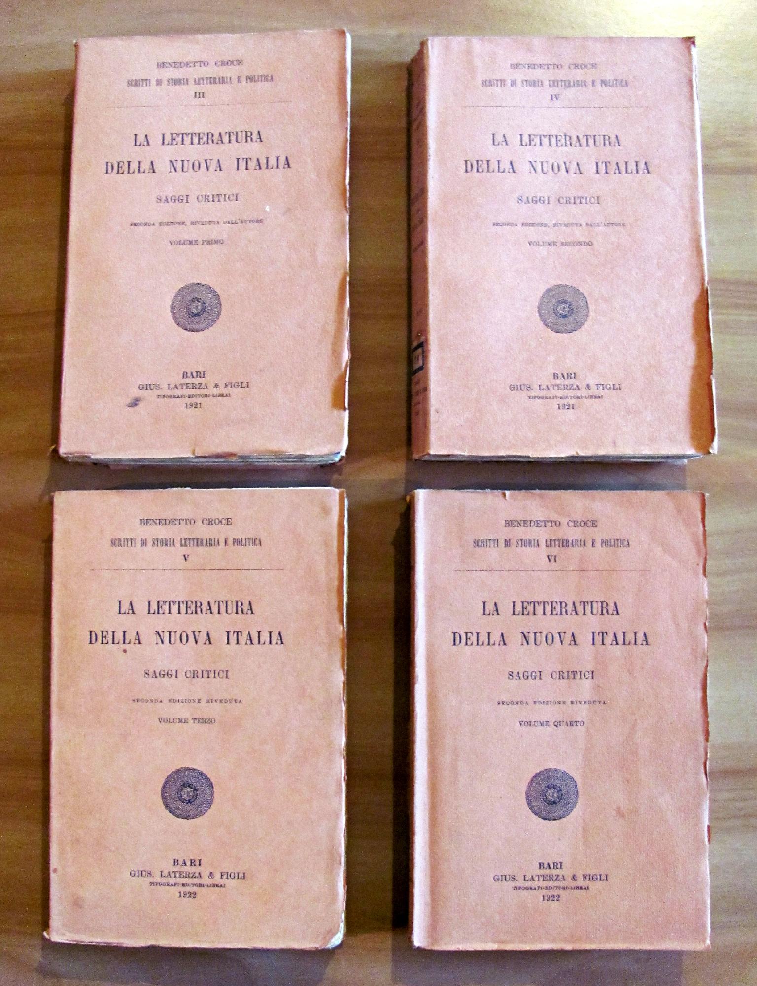 LA LETTERATURA DELLA NUOVA ITALIA III-IV-V-VI II edizione riveduta, 1921-1922