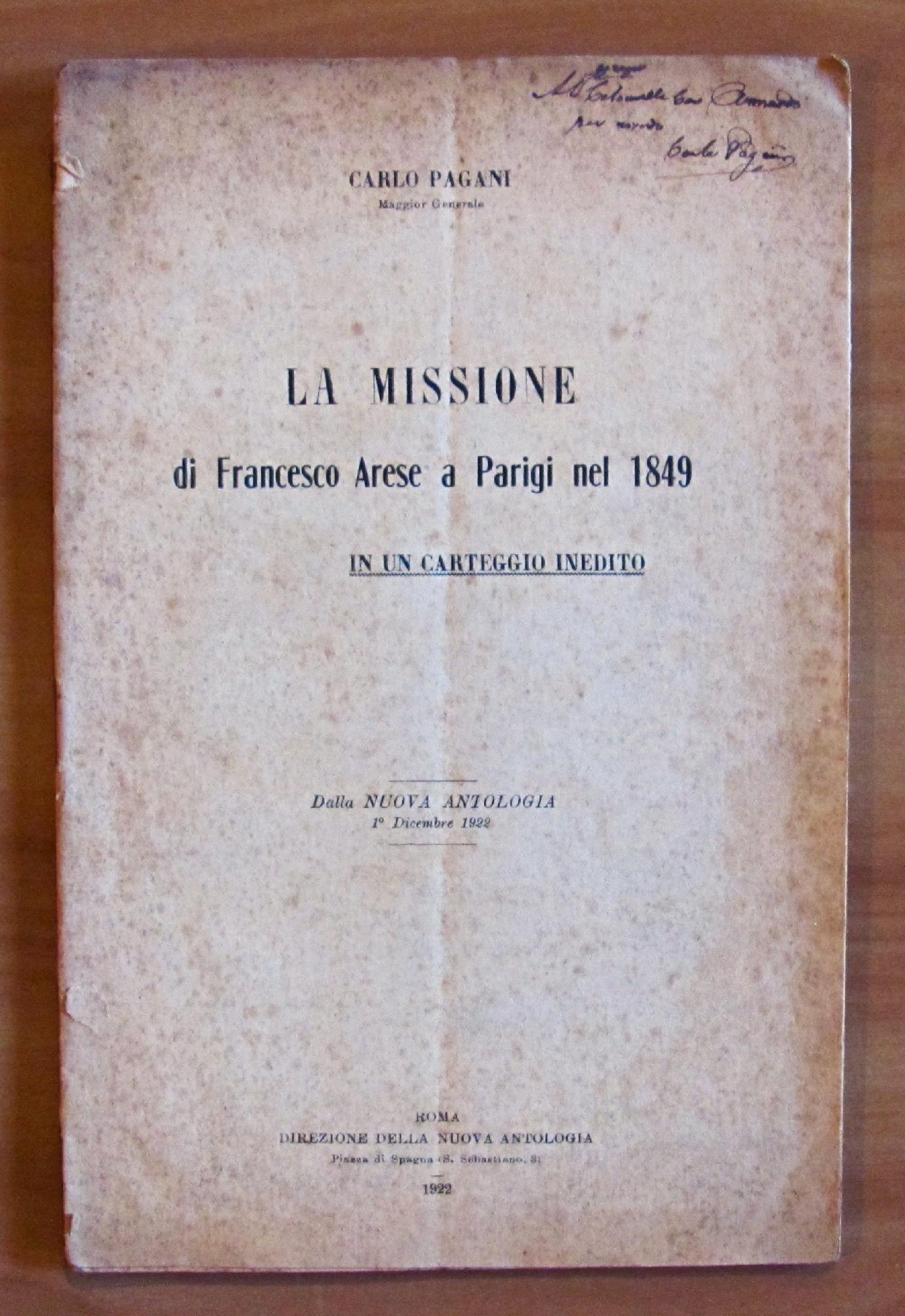 LA MISSIONE DI FRANCESCO ARESE A PARIGI NEL 1849