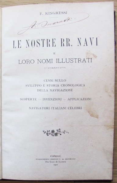 LE NOSTRE R.R. NAVI E LORO NOMI ILLUSTRATI