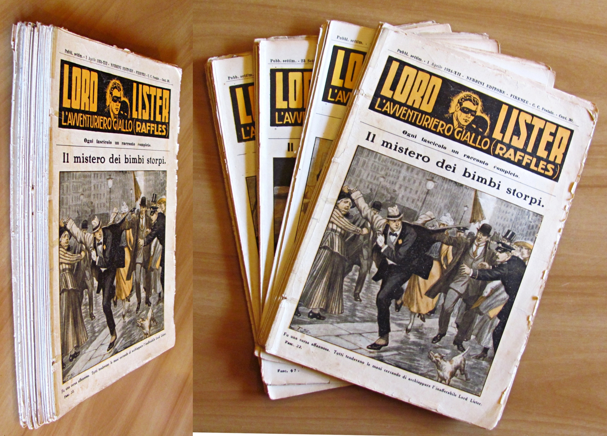 Lotto 17 Fascicoli sciolti LORD LISTER L'avventuriero Giallo (Raffles), 1934