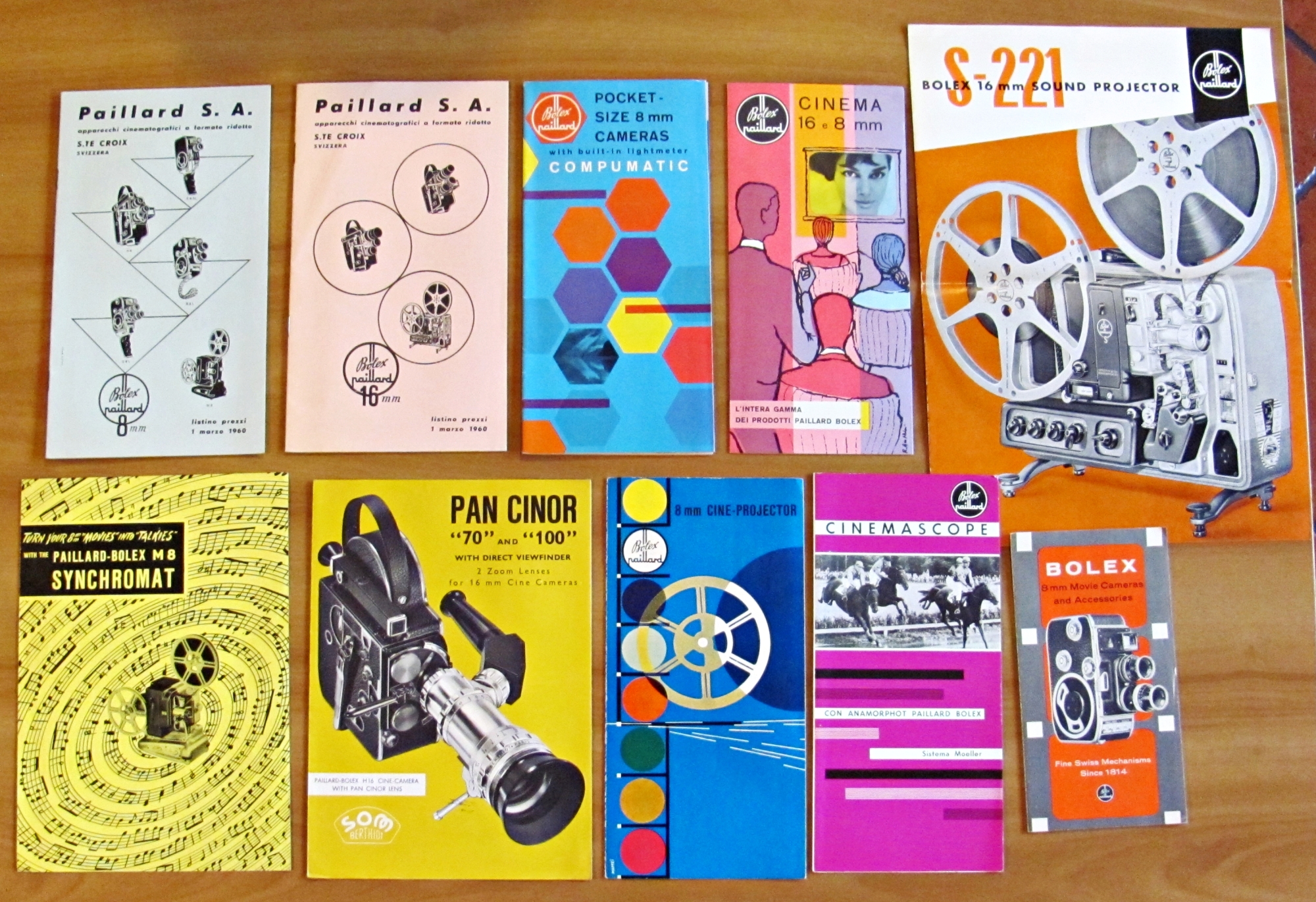 Lotto di 10 Brochure BOLEX PAILLARD - FOTOGRAFIA, CINEMATOGRAFIA