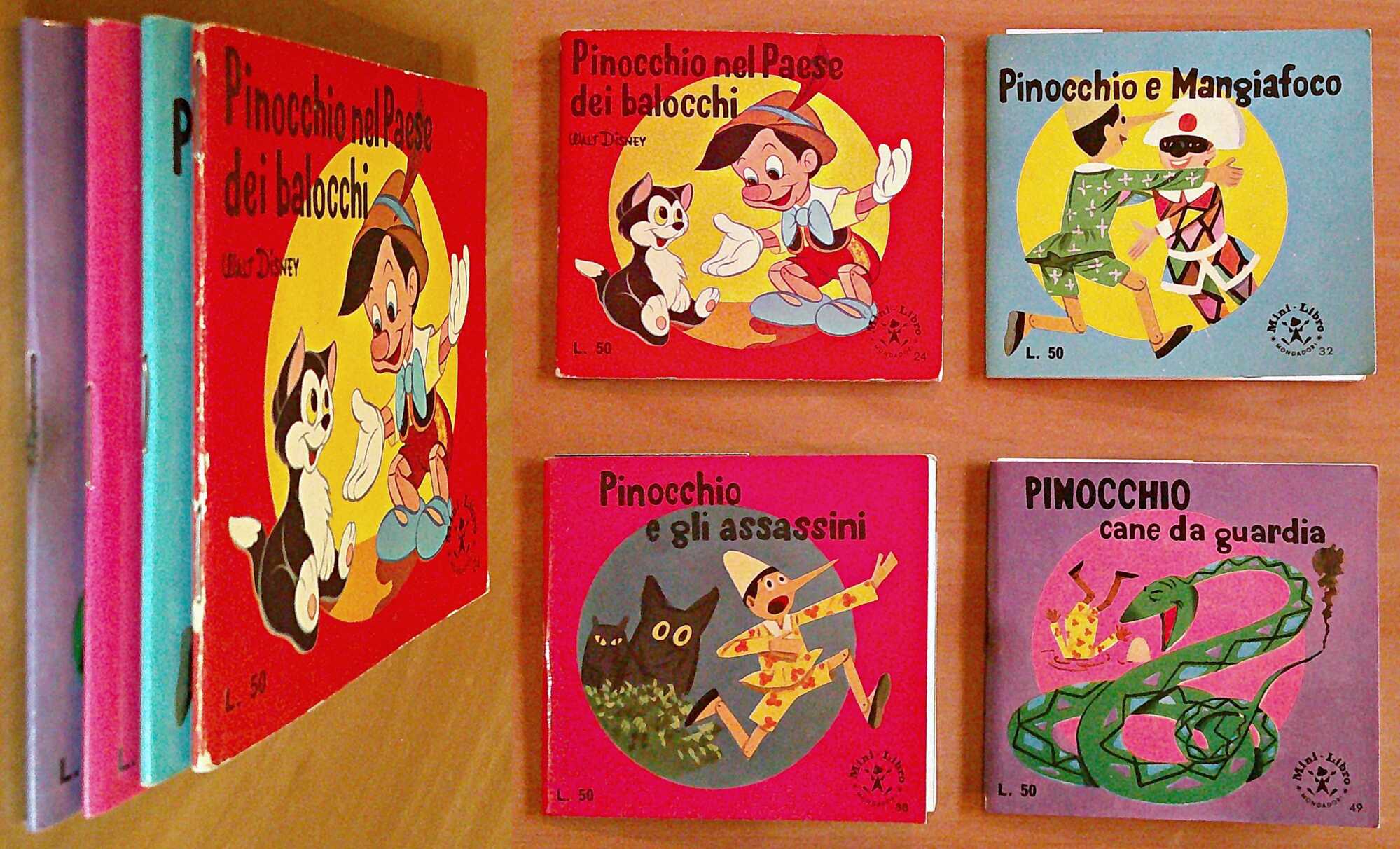 Lotto di 4 MINI LIBRO DISNEY PINOCCHIO, I ed. 1965/66