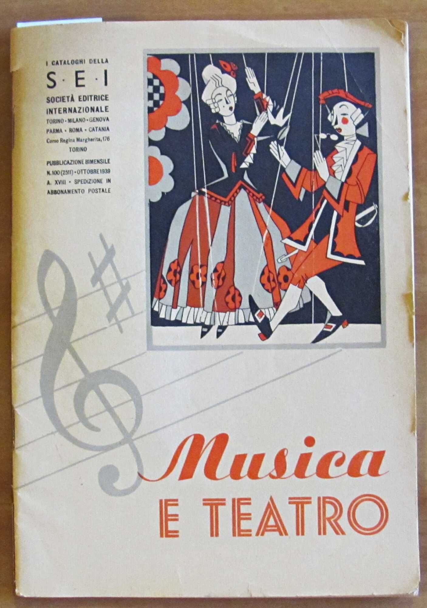 MUSICA E TEATRO - I Cataloghi della SEI N.100 Ottobre …