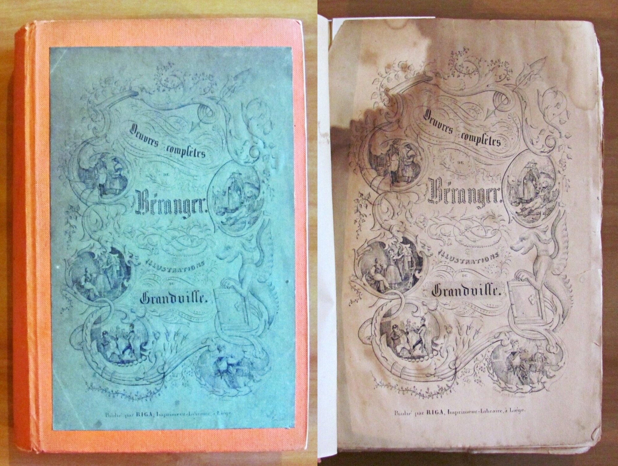 OEUVRES COMPLETES DE BERANGER, 1844 - illustrations de GRANDVILLE