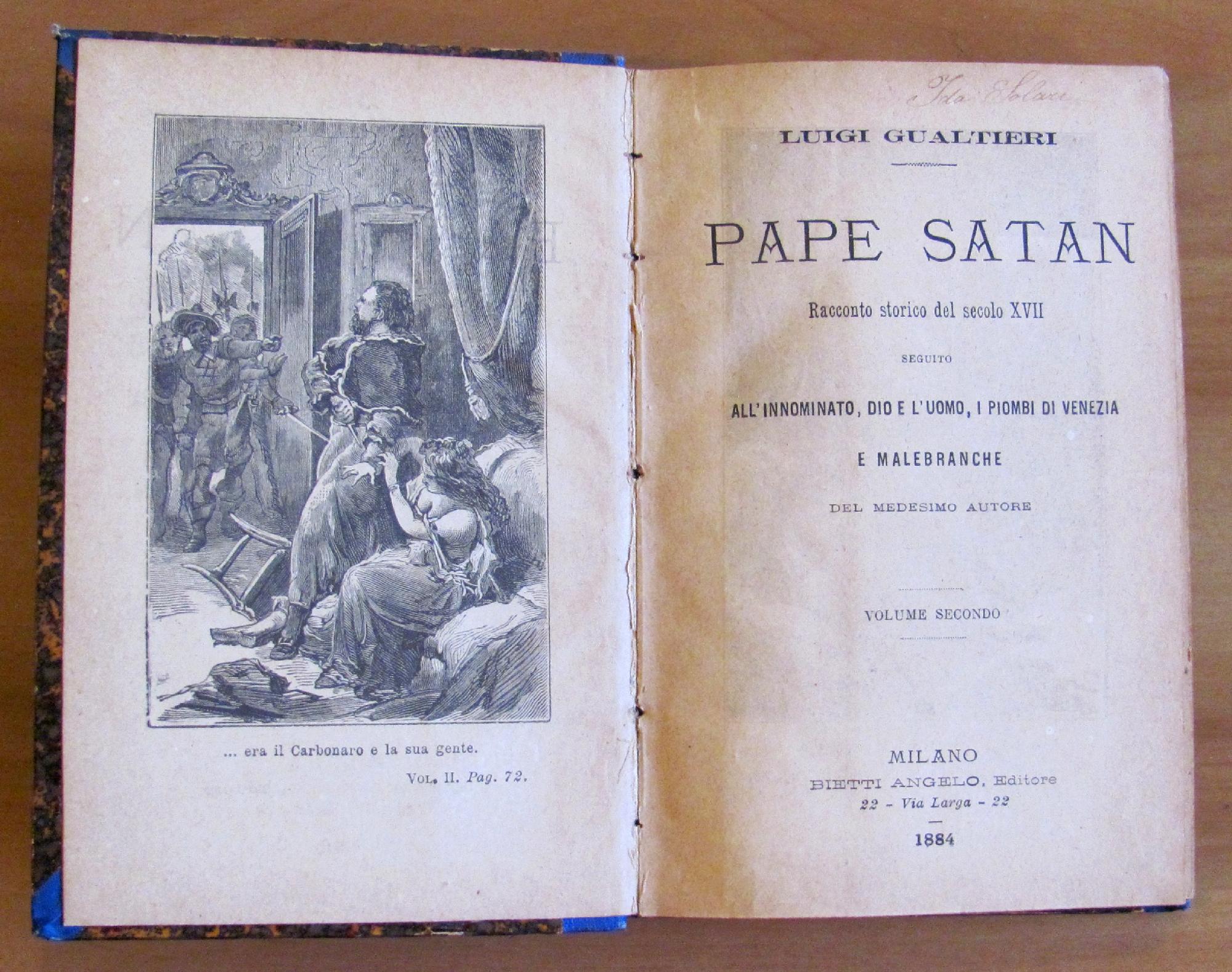 PAPE SATAN - Romanzo storico del Secolo XVII - Volume …