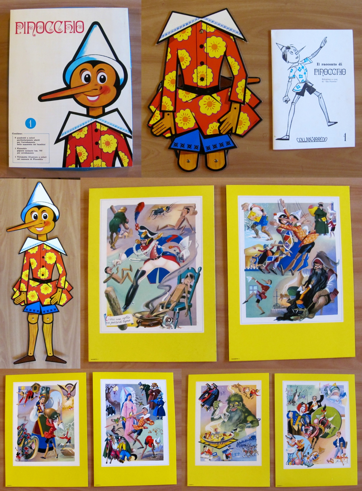 PINOCCHIO Collanarredo, anni '70 Scatola con 6 Tavole di Lemmi …