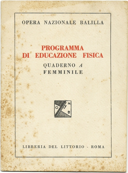 PROGRAMMA DI EDUCAZIONE FISICA - Quaderno A Femminile