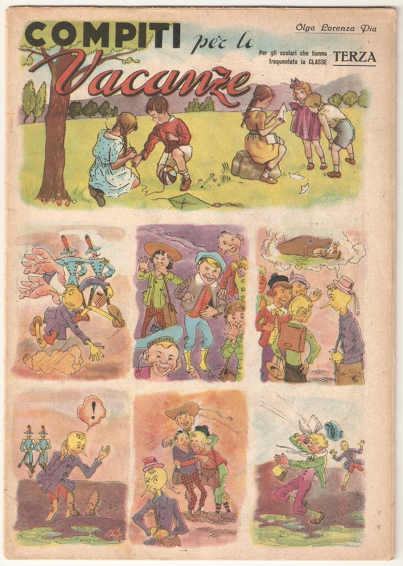 Quaderno 3^ classe PINOCCHIO Ed. Taurinia 1949 ca. ill. Turiddu(?) …