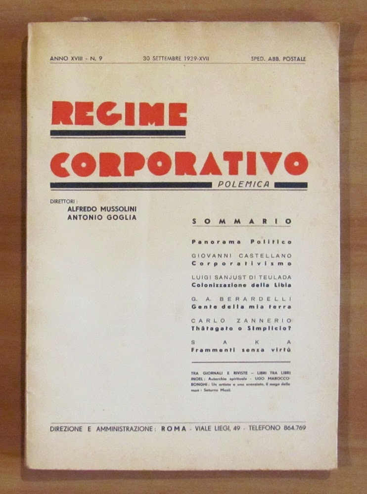 REGIME CORPORATIVO N.9 (POLEMICA), 30 Settembre 1939