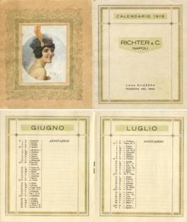 Richter &amp; C.. Napoli. Calendario 1916. Pubblicitario. Bellissimo