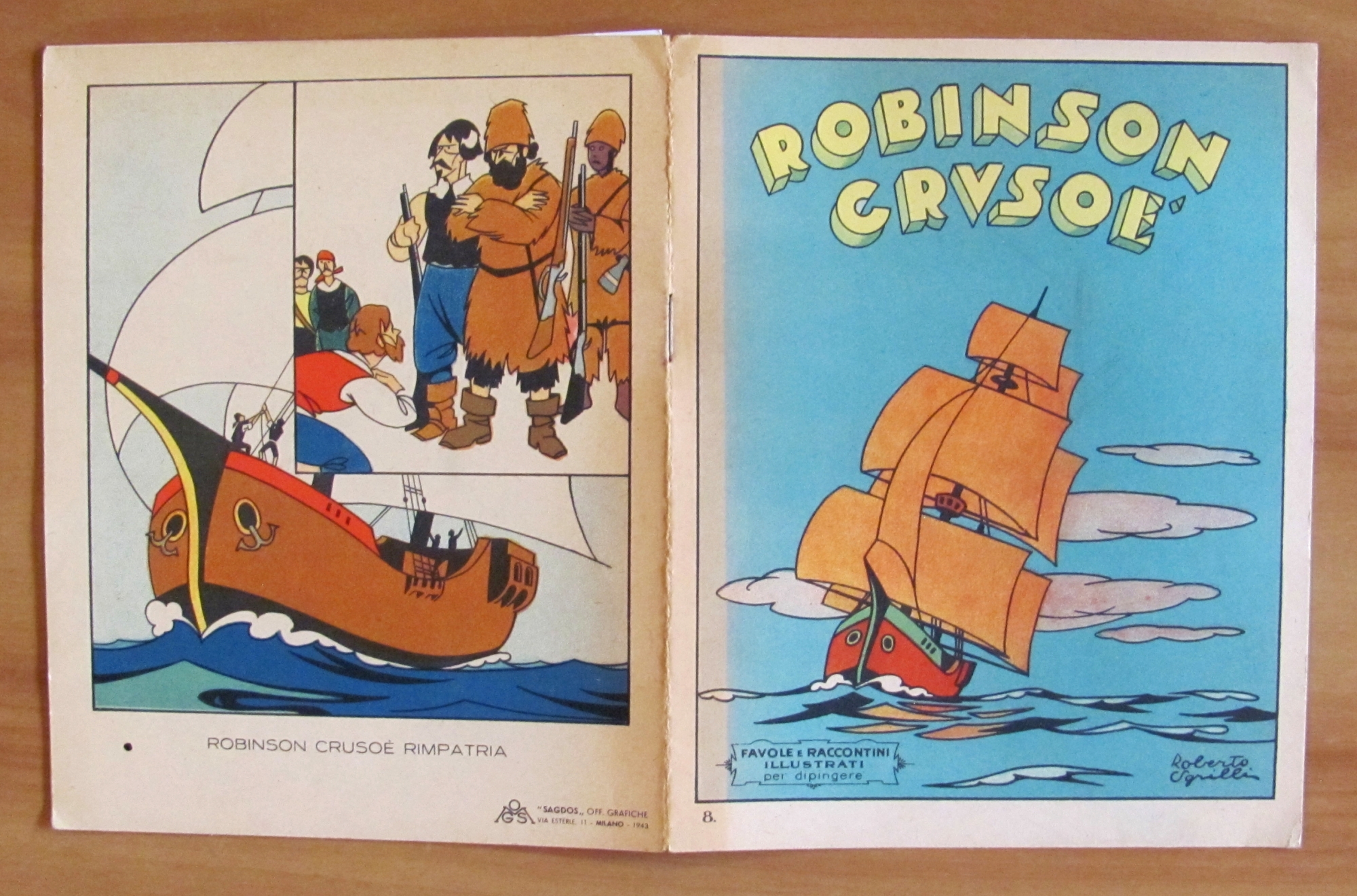 ROBINSON CRUSOE, 1943 - Coll. Favole da Colorare ill. SGRILLI