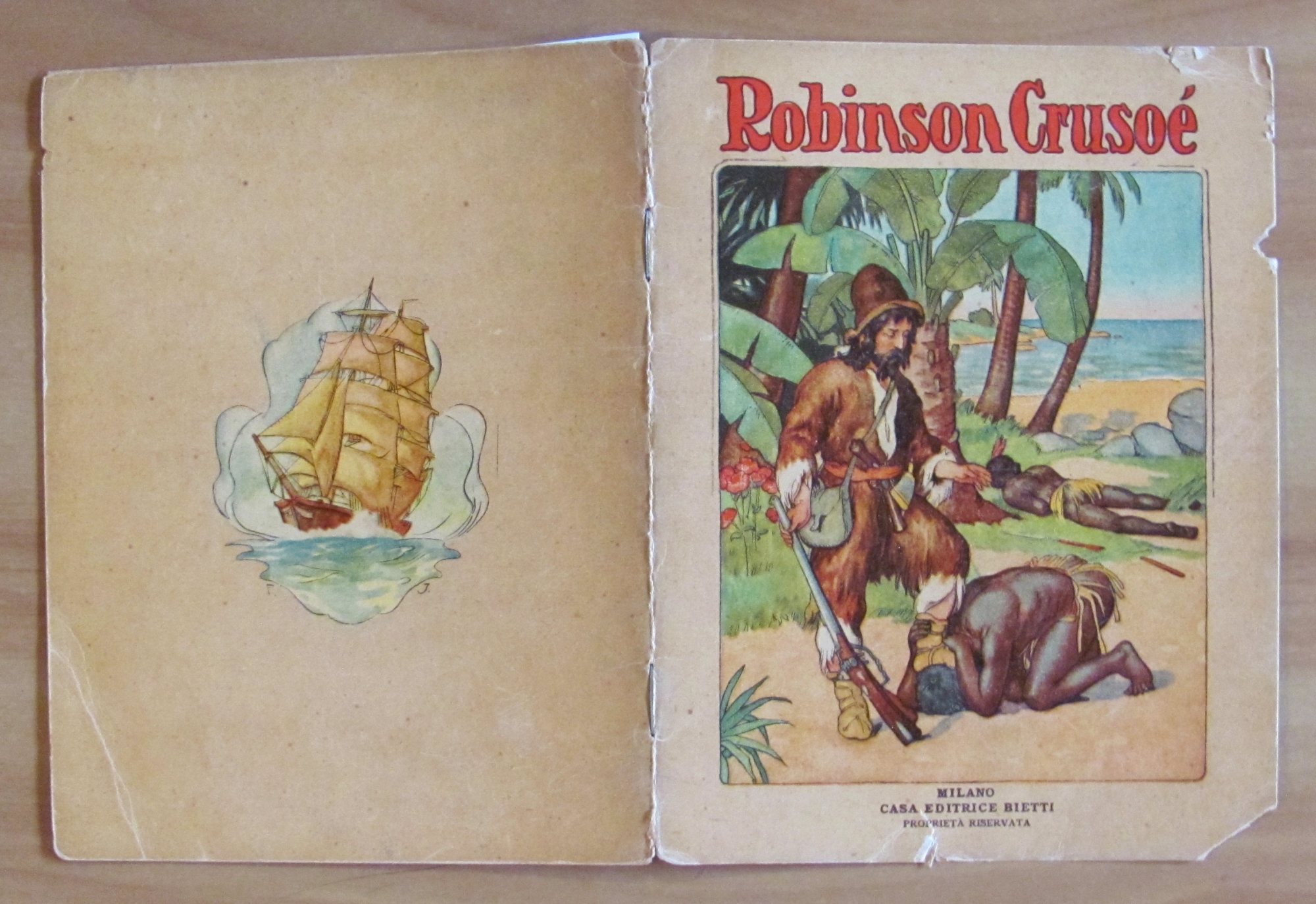 ROBINSON CRUSOE, primi '900 con 4 bellissime illustrazioni