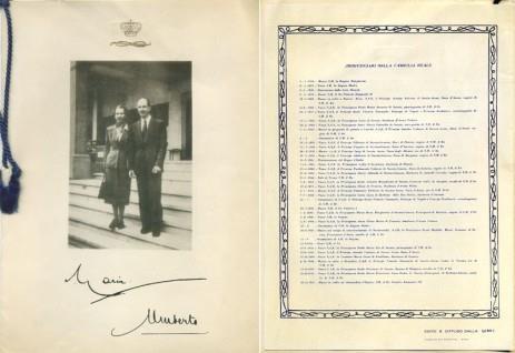 Savoia. Maria E Umberto. Calendario 1950 Con Anniversari Famiglia Reale. …