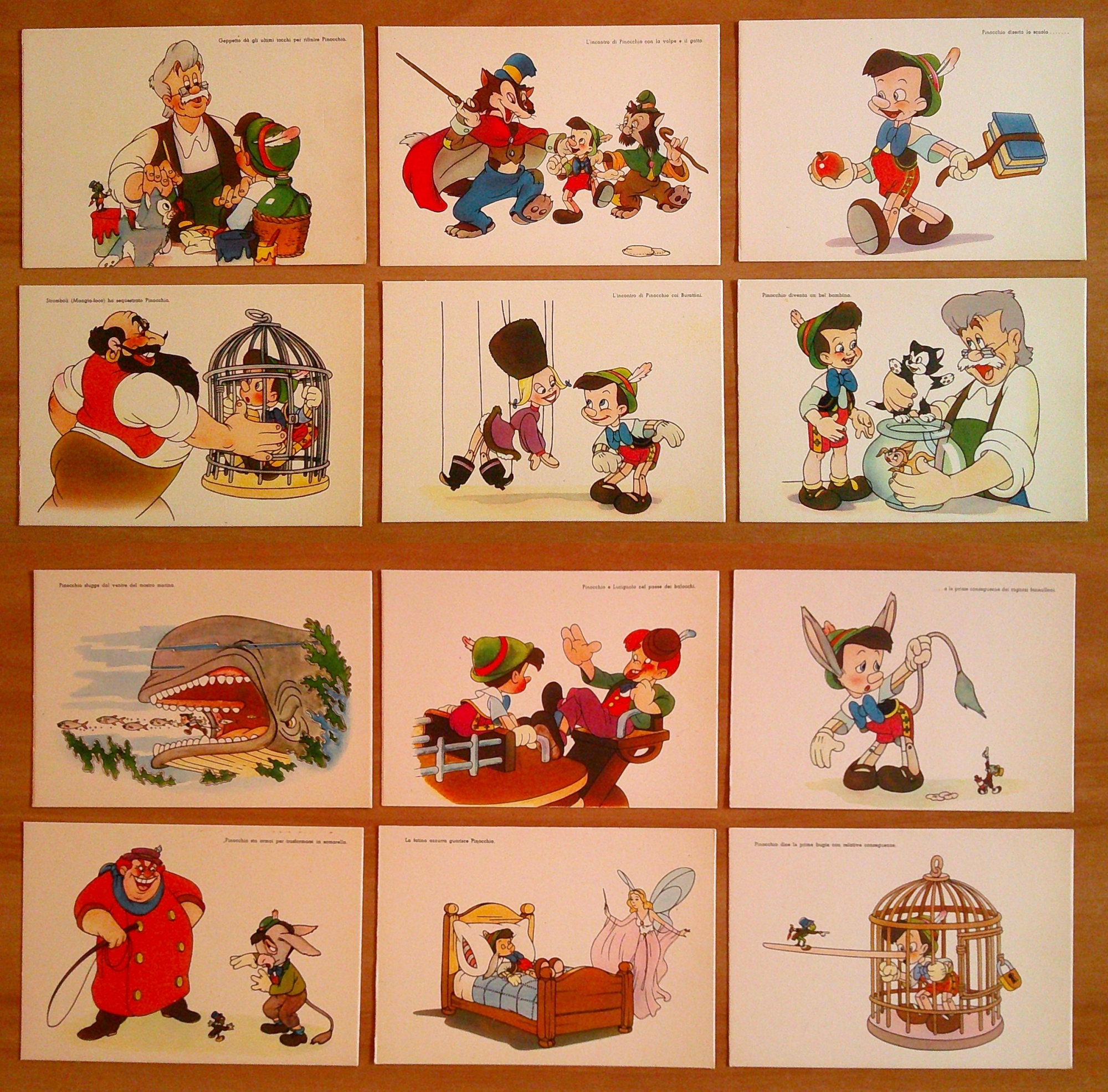 Serie Completa 12 Cartoline PINOCCHIO DISNEY, anni '40 - Non …