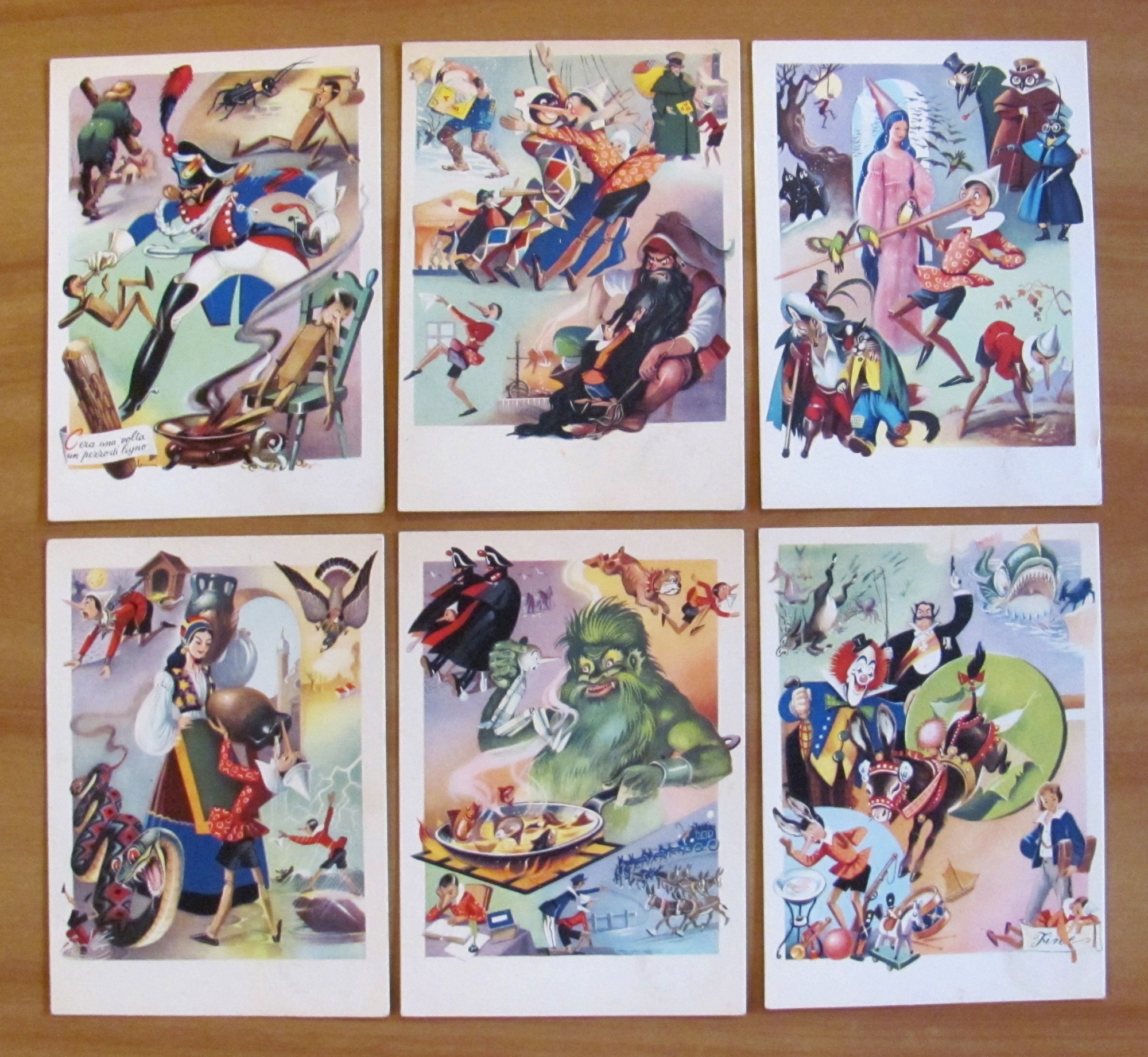 Serie Completa 6 Cartoline Concorso VESPA, 1952 - PINOCCHIO - …