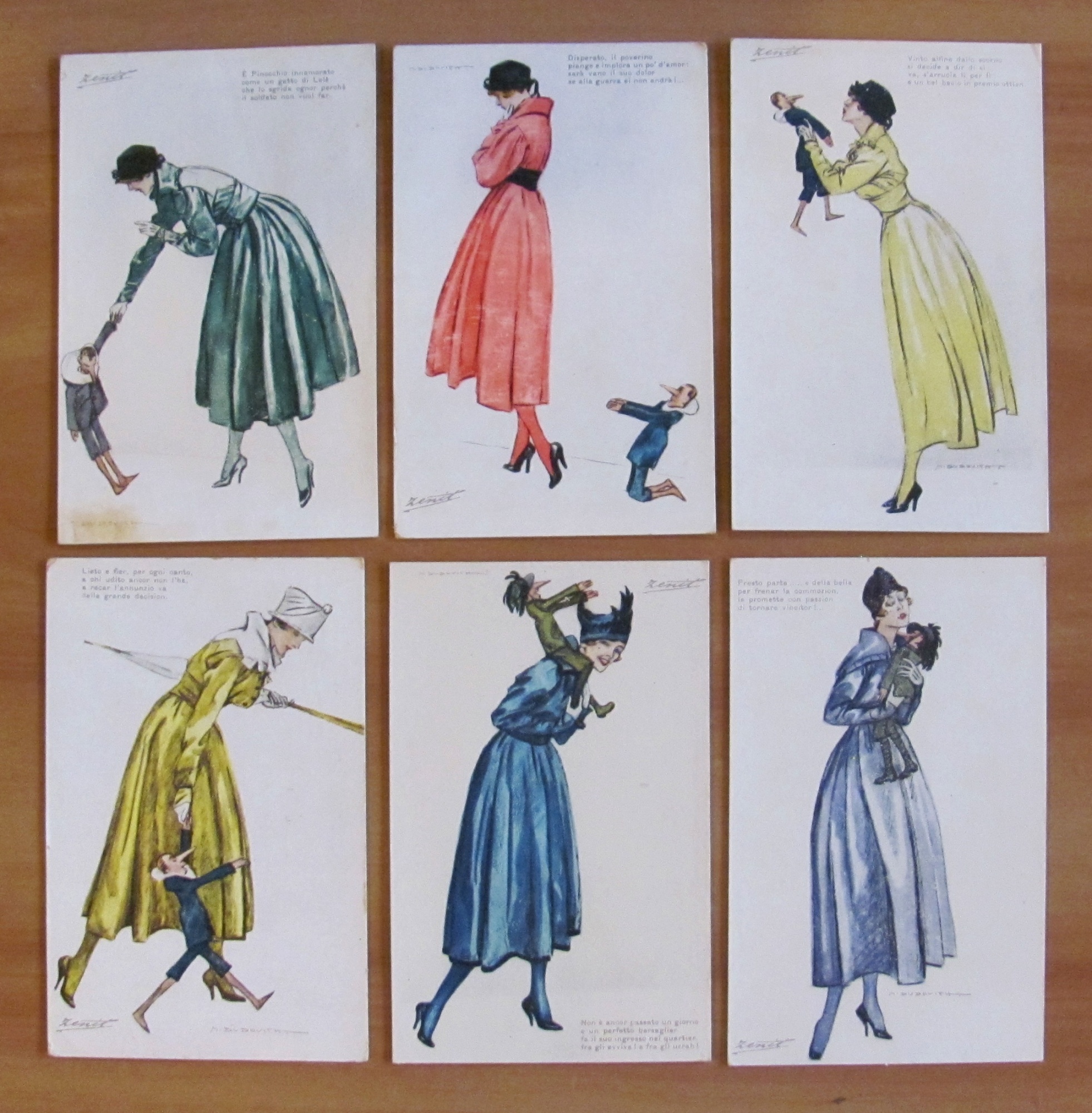 Serie Completa di 6 Cartoline - LE DONNINE INNAMORATE DI …