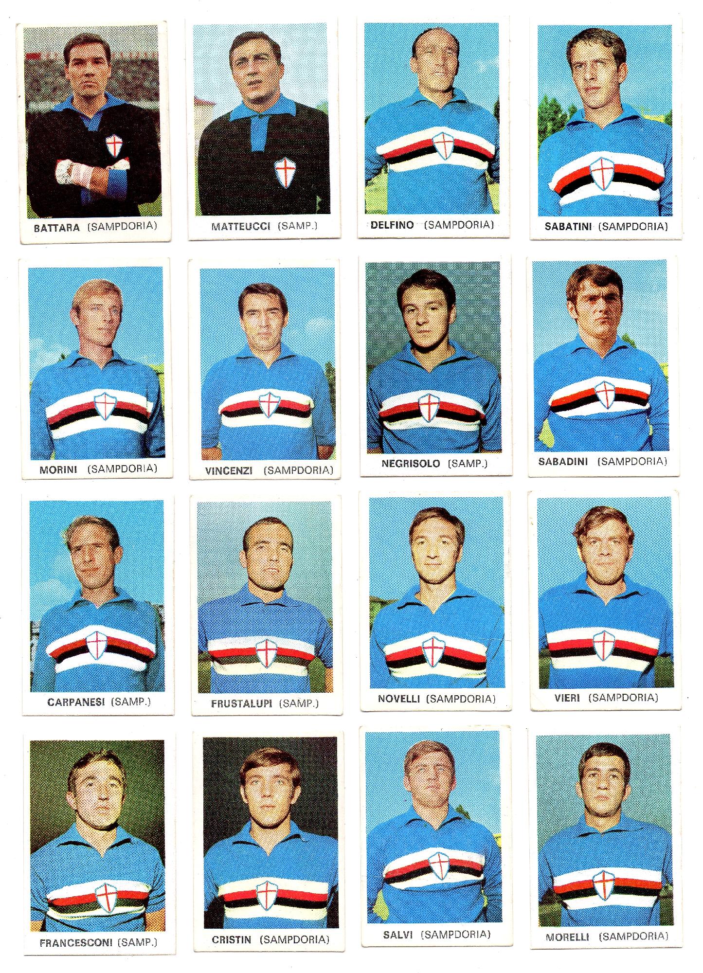 SQUADRA SAMPDORIA - 16 FIGURINE CALCIATORI EDIS, 1968-69 - DA …