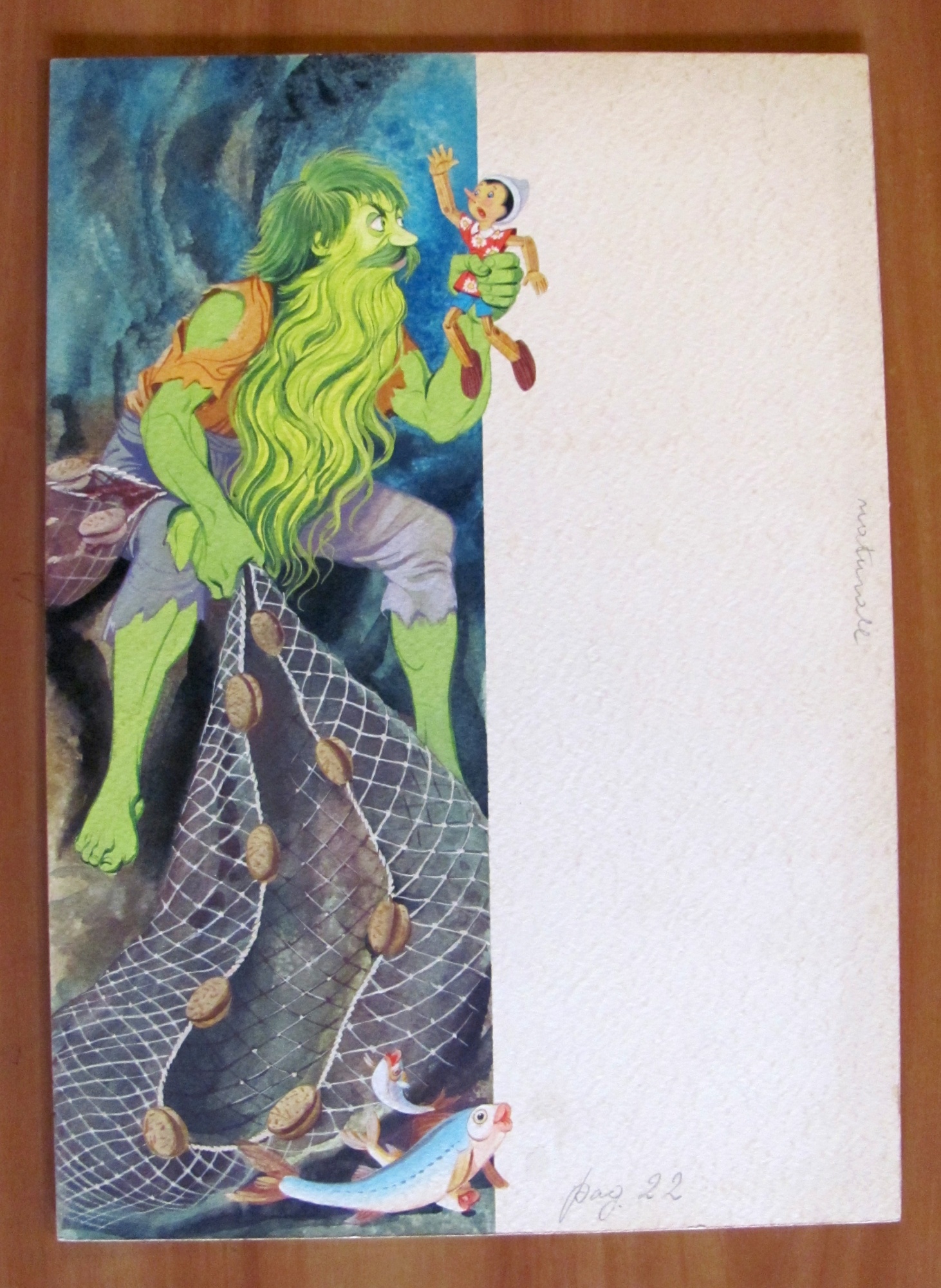 Tavola Originale PINOCCHIO e il PESCATORE VERDE, anni '60 - …
