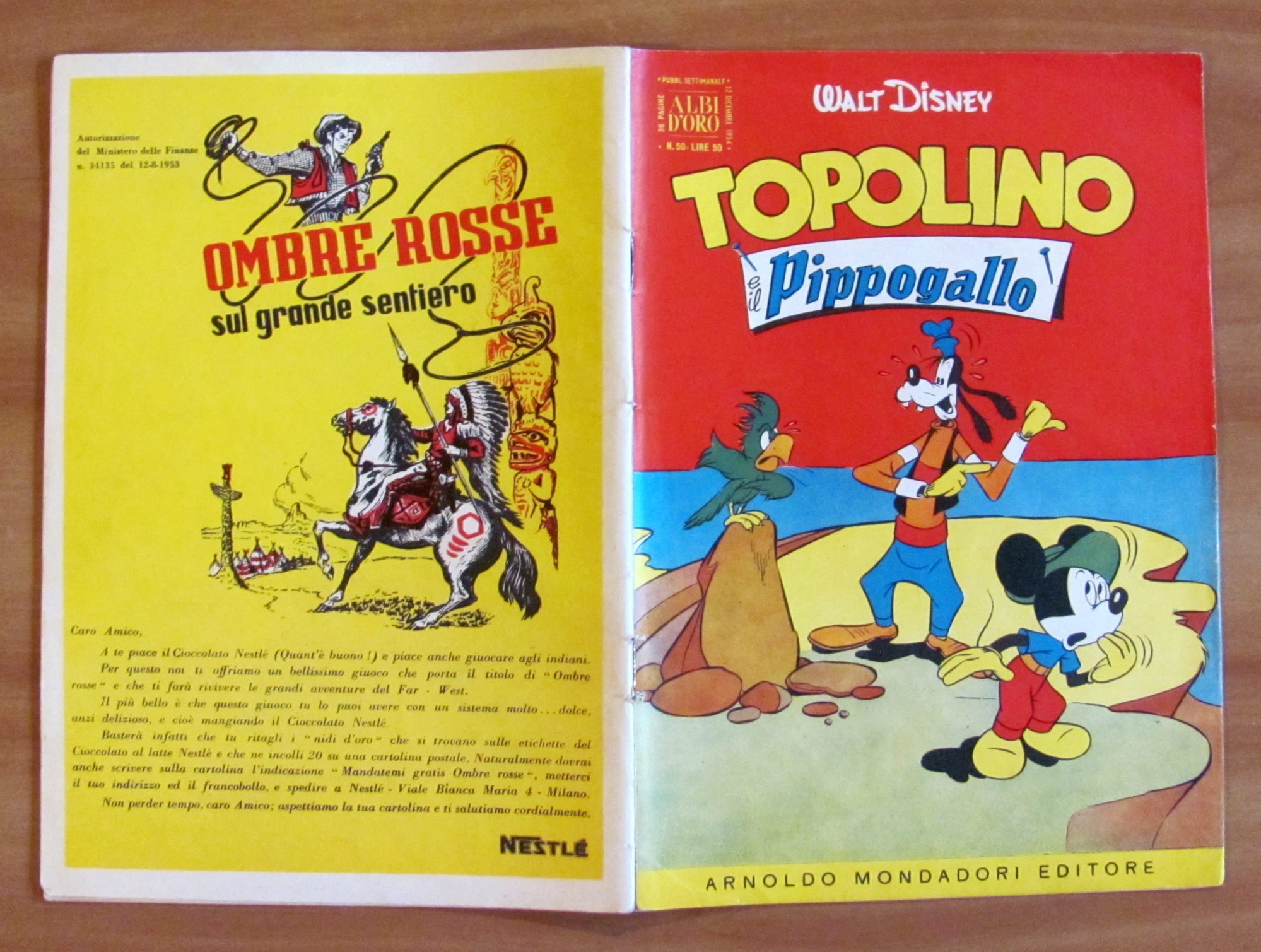 TOPOLINO E IL PIPPOGALLO - Albo d'Oro N.50, 1954