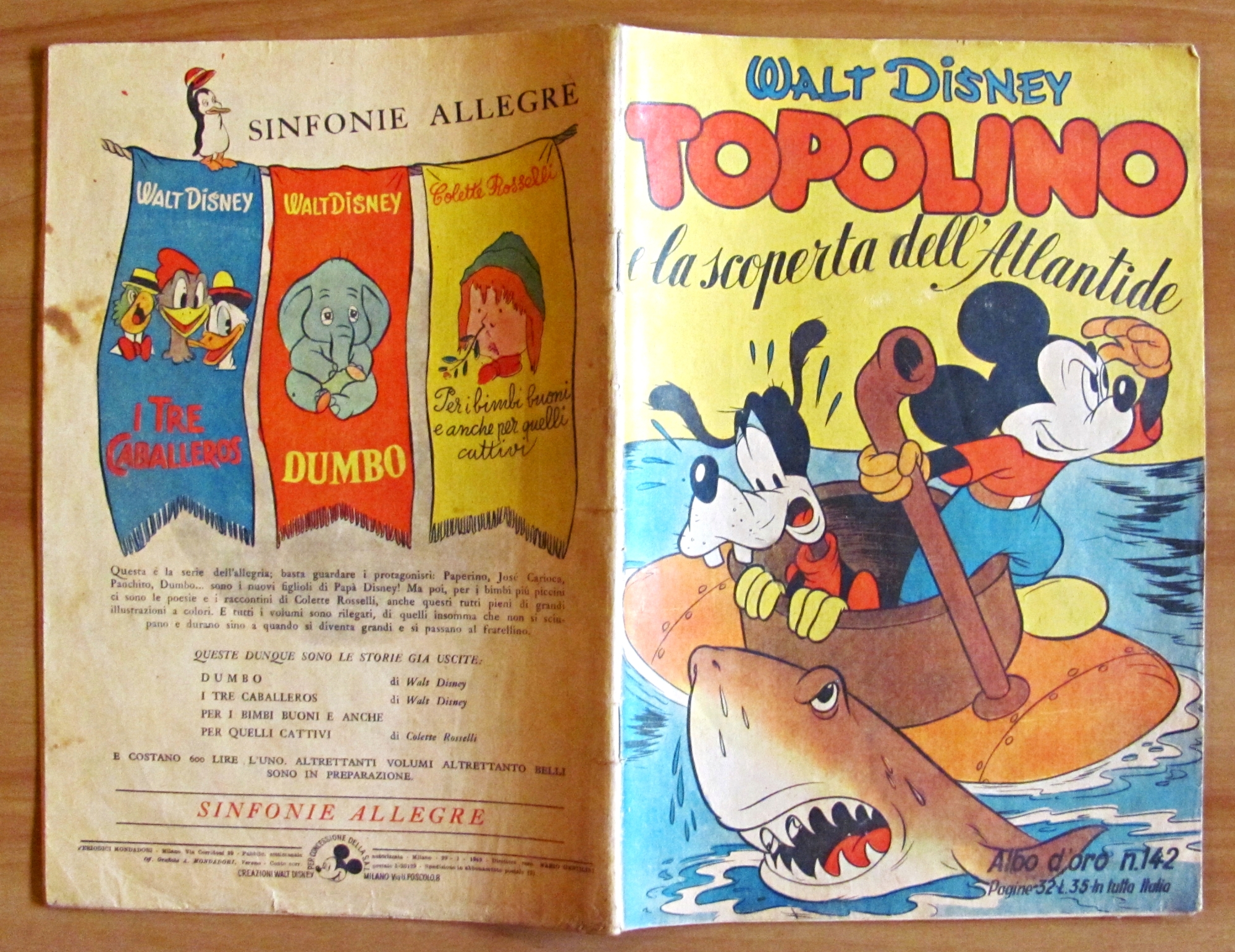 TOPOLINO E LA SCOPERTA DELL'ATLANTIDE - Albo d'Oro N.142, 1949