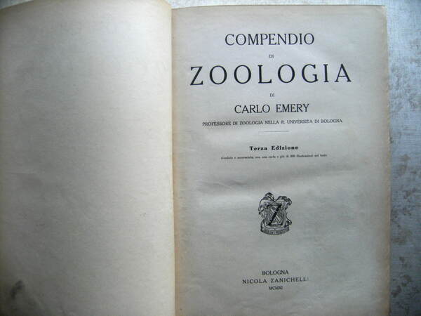 COMPENDIO DI ZOOLOGIA. TERZA EDIZIONE RIVEDUTA E ACCRESCIUTA