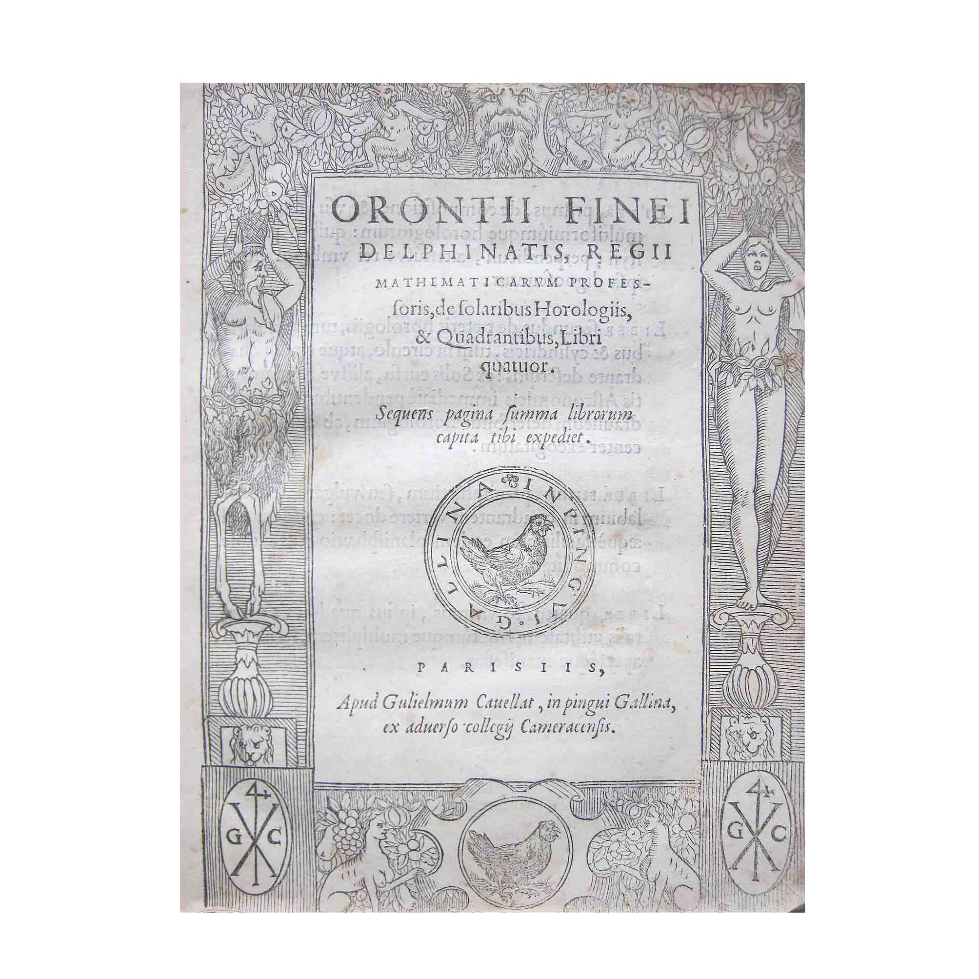DE SOLARIBUS HOROLOGIIS, & quadrantibus, libri quartor. Title bordered with …