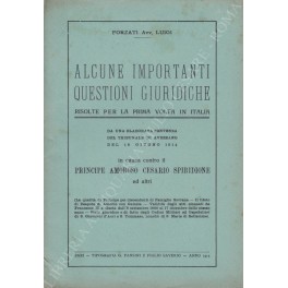 Alcune importanti questioni giuridiche risolte per la prima volta in …