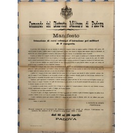 Comando del Distretto Militare di Padova. Manifesto. Attuazione di corsi …