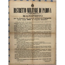 Comando del Distretto Militare di Padova. Manifesto per la chiamata …