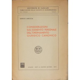 Considerazioni sull'elemento personale dell'ordinamento giuridico canonico